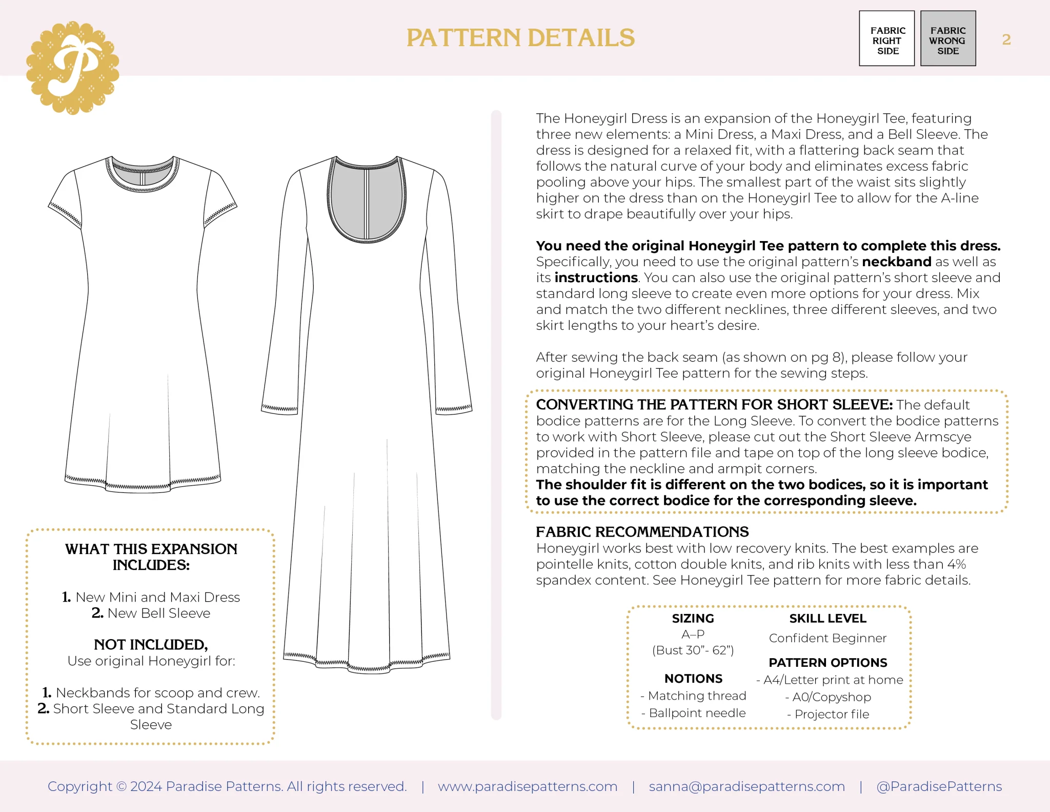 Honeygirl Dress Expansion PDF Pattern - Paradise Patterns - Image 10