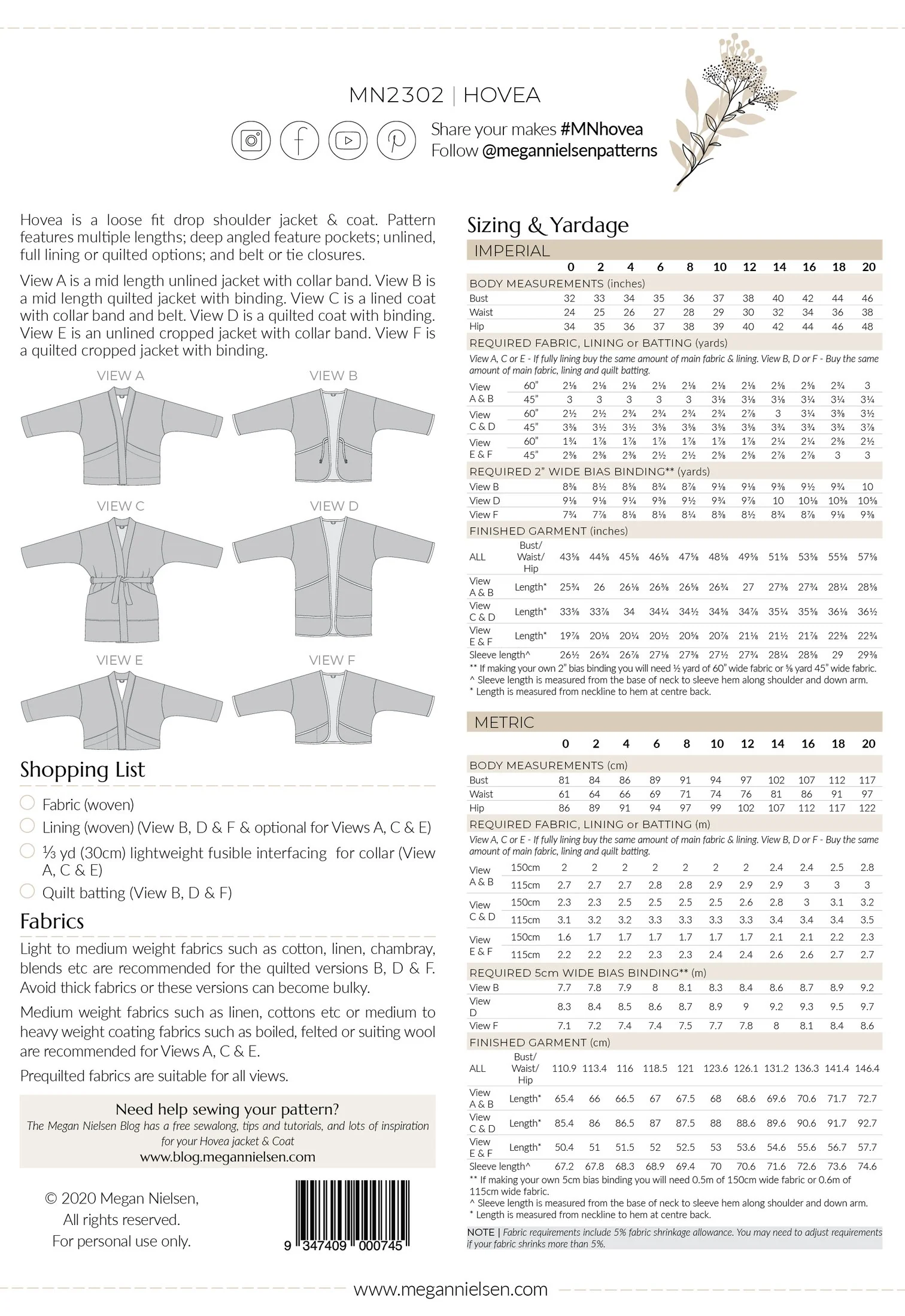 Hovea Jacket & Coat - Megan Nielsen Patterns - Sewing Pattern (2 sizes) - Image 51