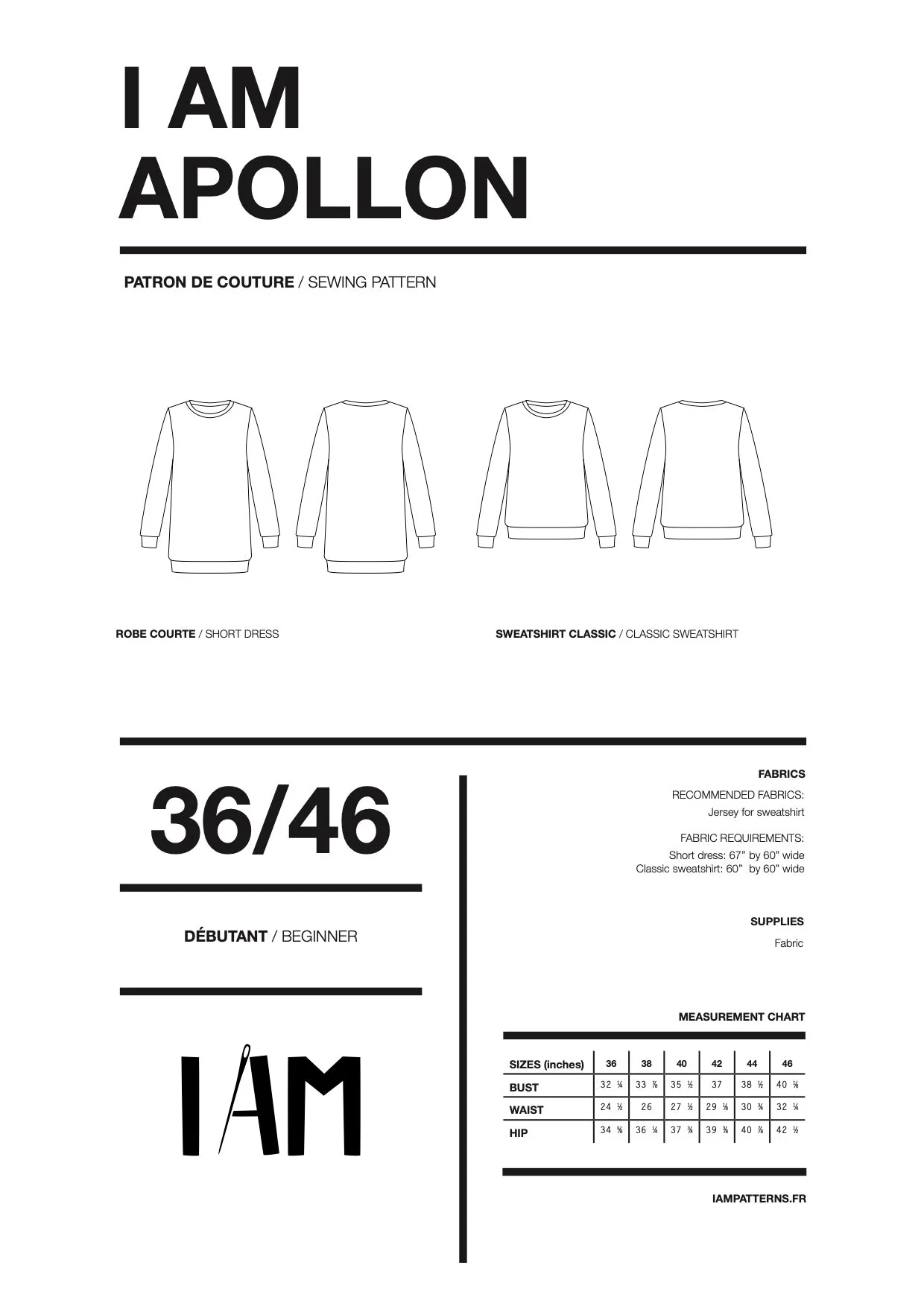 I am APOLLON (Ladies) - Classic Sweatshirt + Dress Pattern - I AM PATTERNS - Image 8