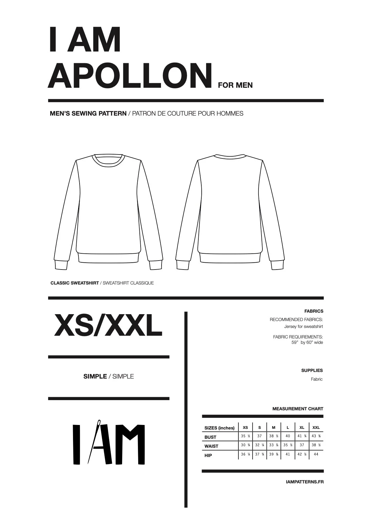 I am APOLLON (Mens) - Classic Sweatshirt Pattern -  I AM PATTERNS - Image 13