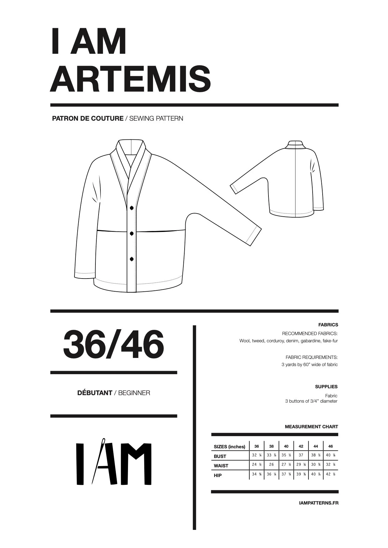 I am ARTEMIS (Ladies) - Coat Pattern - I AM PATTERNS - Image 5