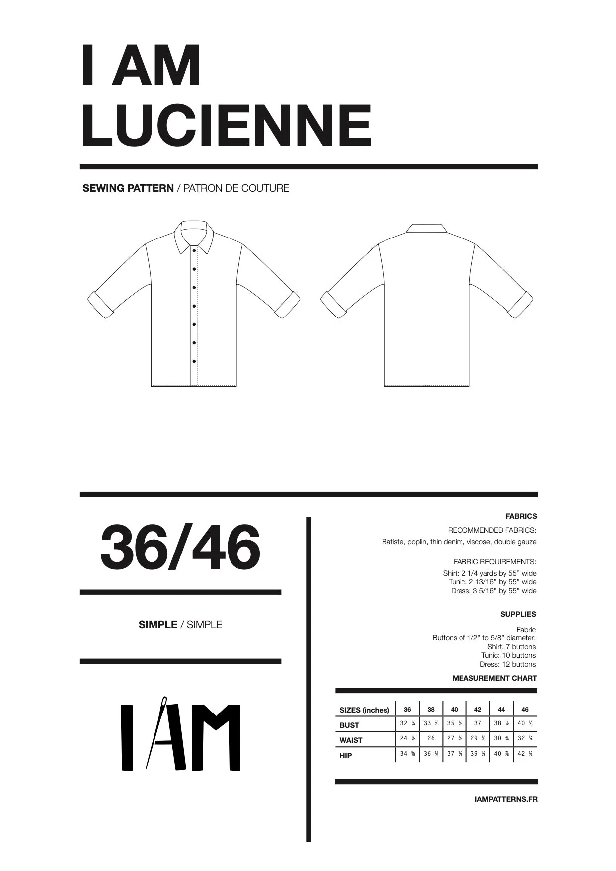 I am LUCIENNE - Shirt, Tunic + Dress Pattern - I AM PATTERNS - Image 35