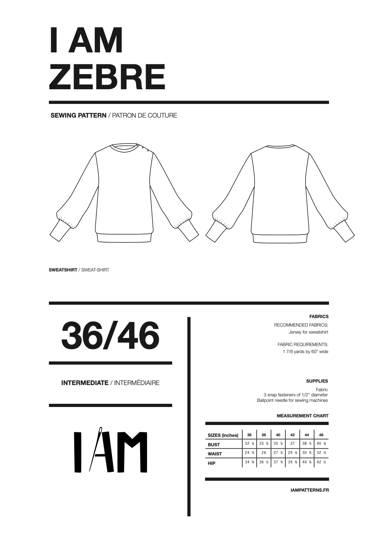 I am ZEBRE - Butterfly Sleeve Sweatshirt Pattern -  I AM PATTERNS - Image 7