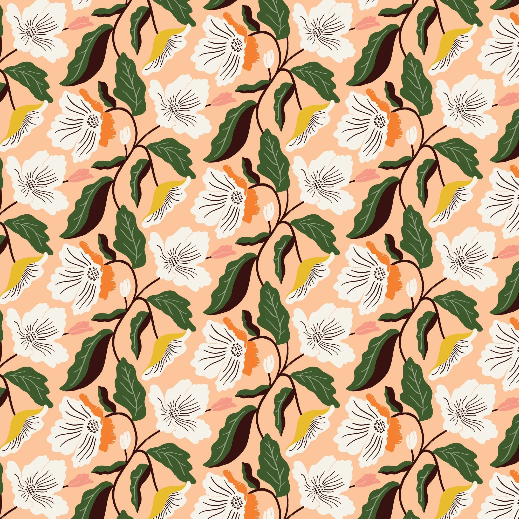 Irises - Peach - Honey Garden - Juliana Tipton - Cloud 9 Fabrics - Poplin - Image 2