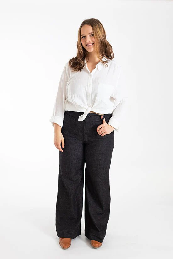 Isle High-Waisted Stretch Denim Pattern - Chalk + Notch - Image 14