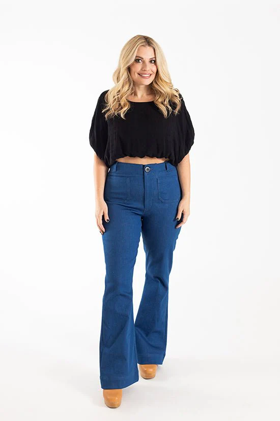 Isle High-Waisted Stretch Denim Pattern - Chalk + Notch - Image 17