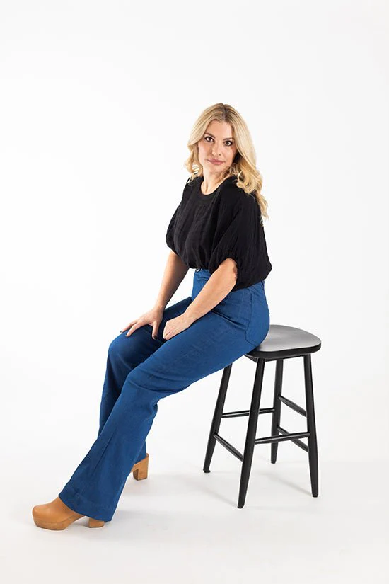 Isle High-Waisted Stretch Denim Pattern - Chalk + Notch - Image 18