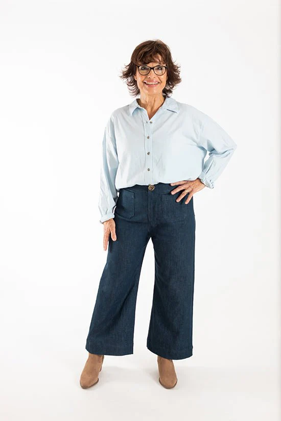 Isle High-Waisted Stretch Denim Pattern - Chalk + Notch - Image 8
