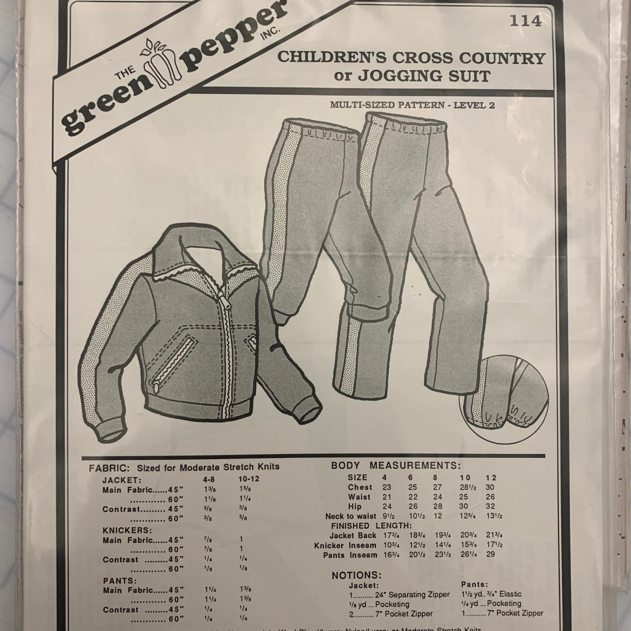 Kid’s Cross Country or Jogging Suit Pattern - 114 - The Green Pepper Patterns - Image 2