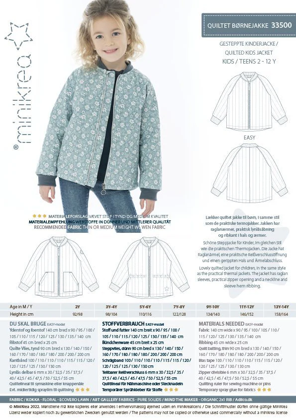 Kids Quilted Jacket - Minikrea - Pattern - 2-12 Years - Image 4