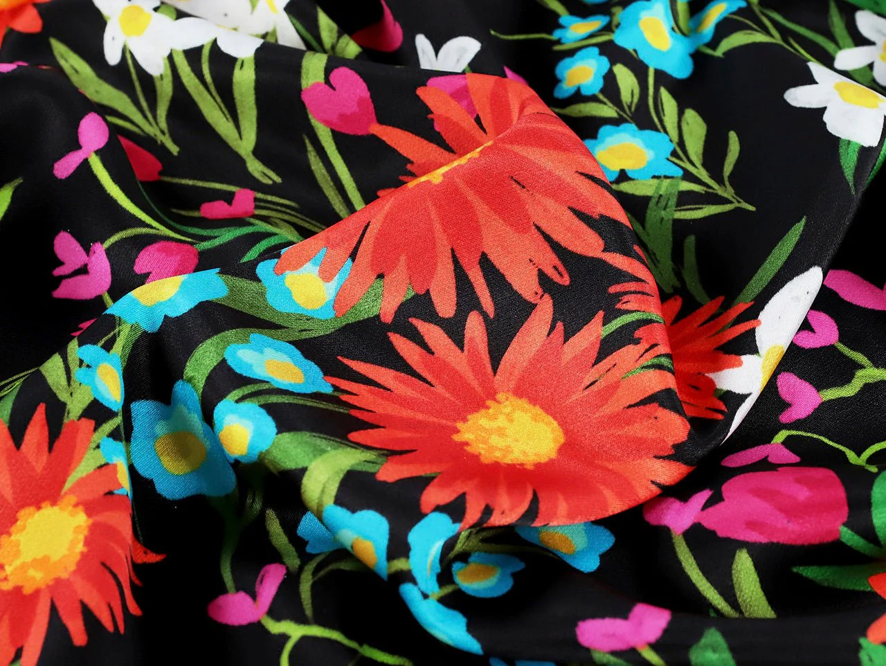 Lara Floral Viscose ECOVERO™ Satin - Black - Oeko-Tex 100 - Fabric Godmother - Image 4