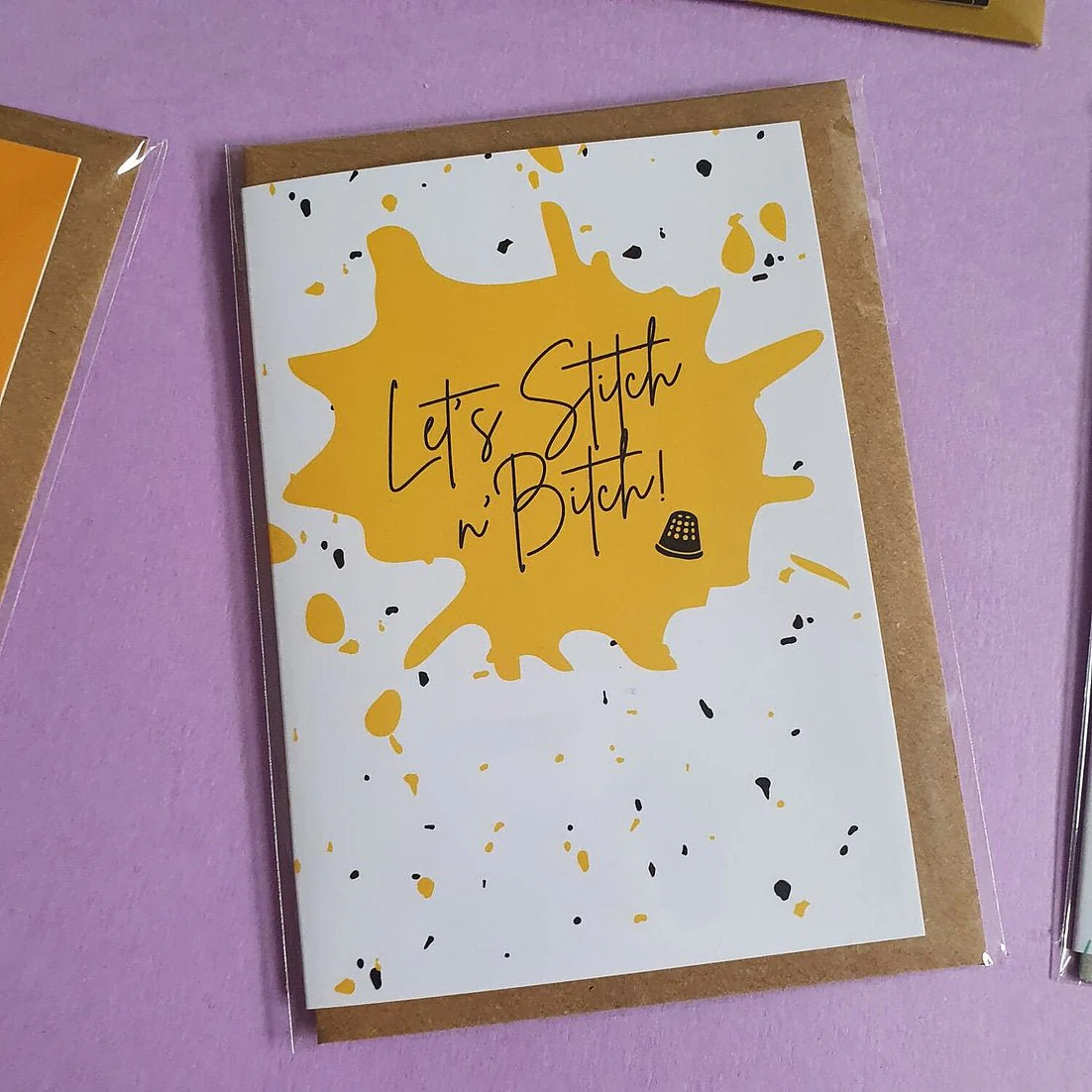 "LET'S STITCH N' BITCH" Sewing Themed Greeting Card - Sew Anonymous - Image 3
