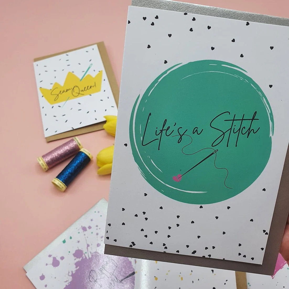 "LIFE'S A STITCH" Sewing Themed Greeting Card - Sew Anonymous - Image 3