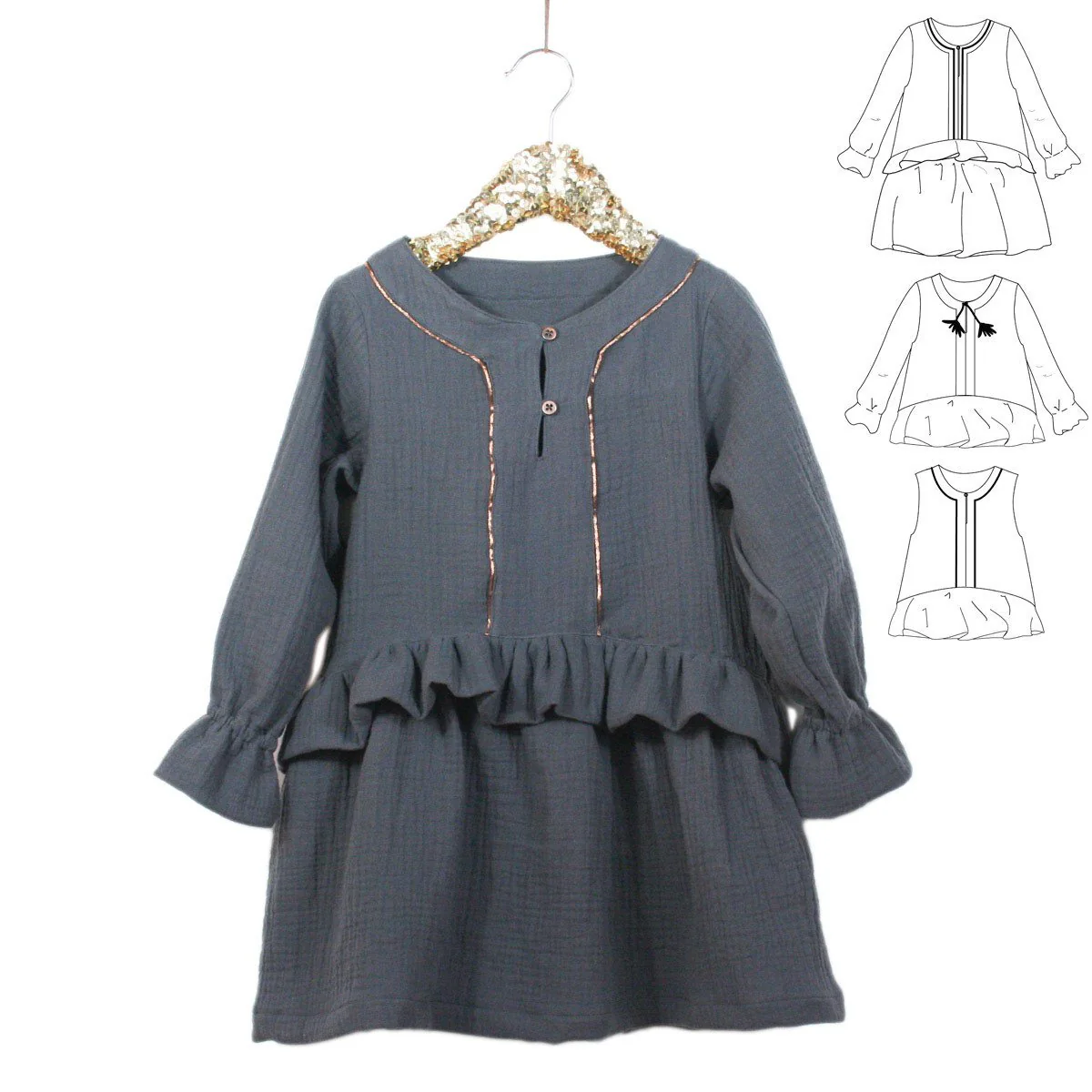 Lilas Blouse, Top & Dress Sewing Pattern - Girl 3/12Y - Ikatee - Image 3