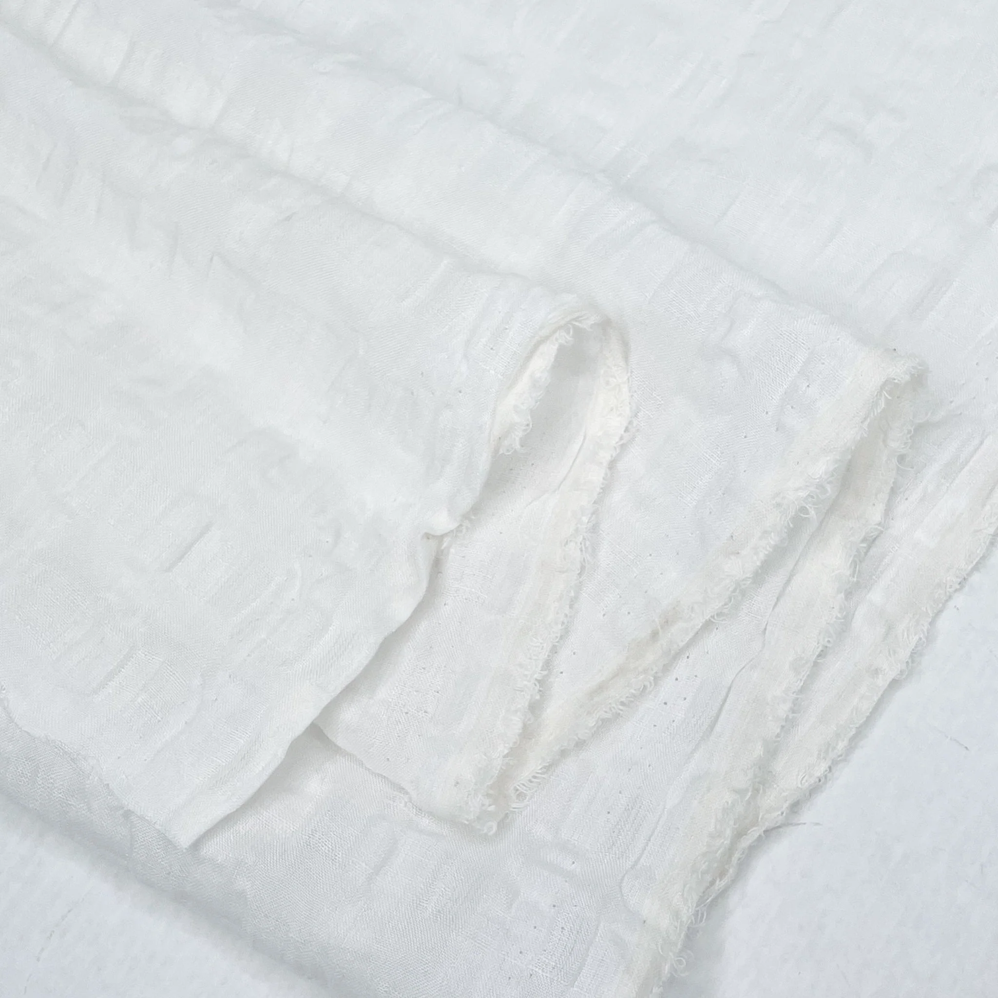 Linen / Viscose Jacquard Gauze - White