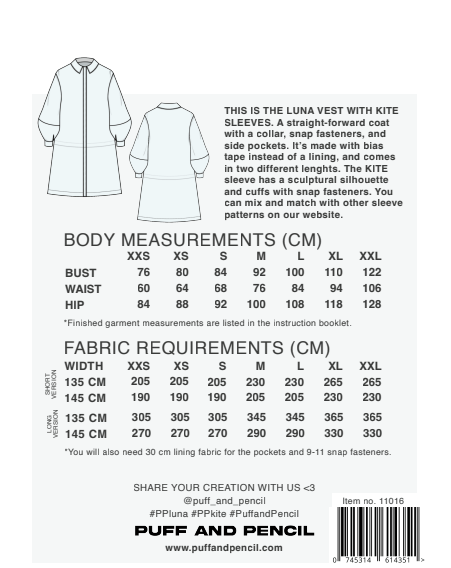Luna + Kite Sleeves Jacket - Paper Sewing Pattern - Puff And Pencil - Image 5