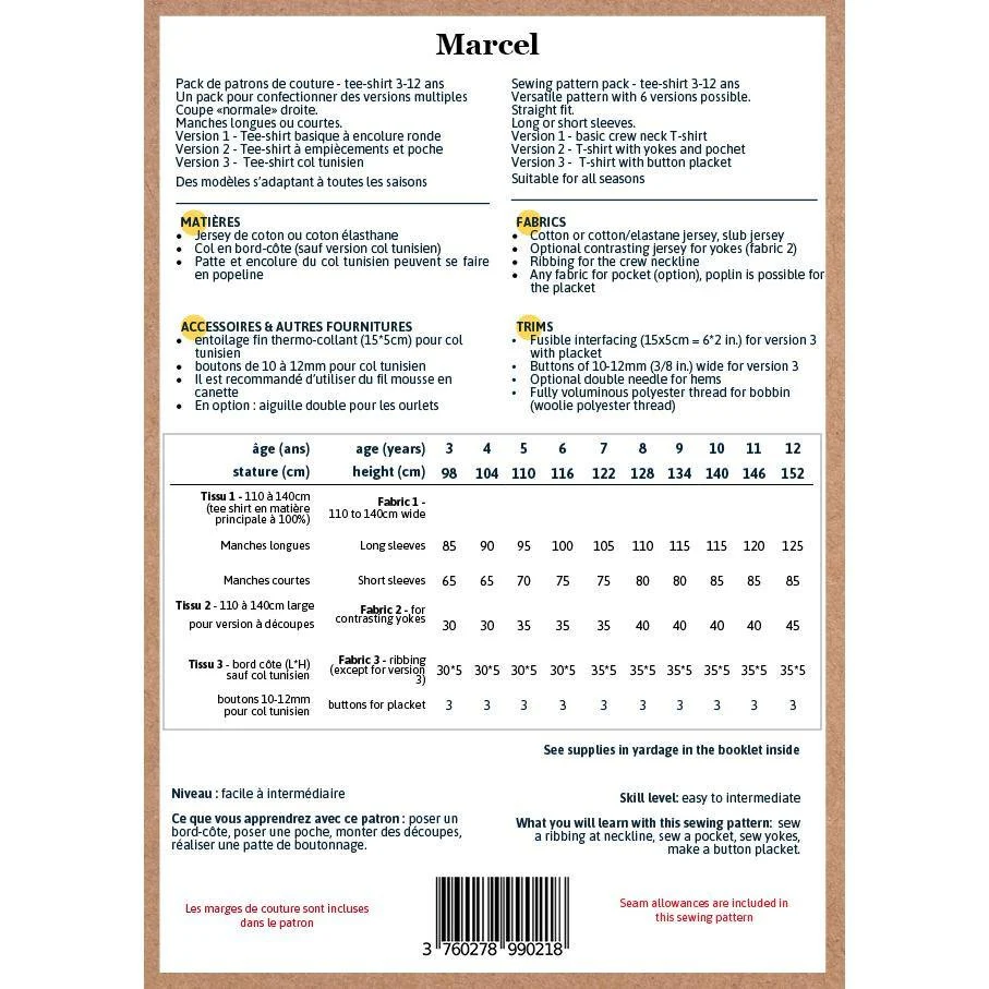 Marcel T-Shirts Pack Sewing Pattern - Unisex 3/12Y - Ikatee - Image 16