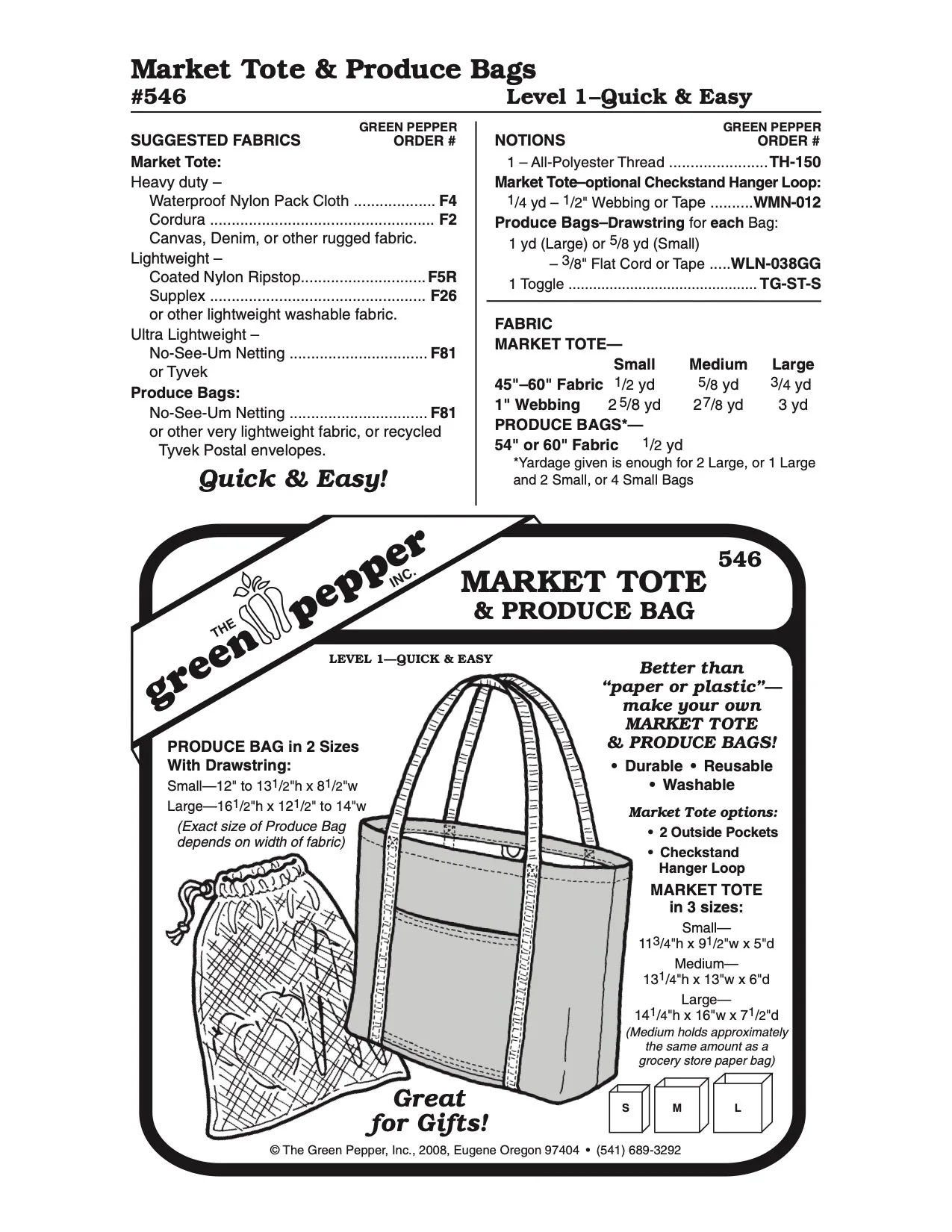 Market Tote & Produce Bag Pattern - 546 - The Green Pepper Patterns - Image 2