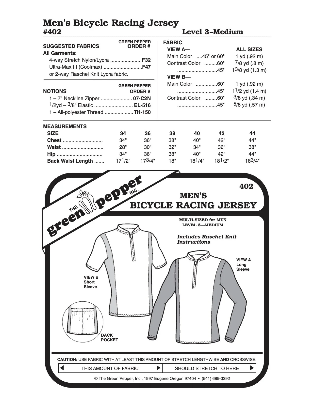 Men’s Bicycle Racing Jersey Pattern - 402 - The Green Pepper Patterns - Image 2