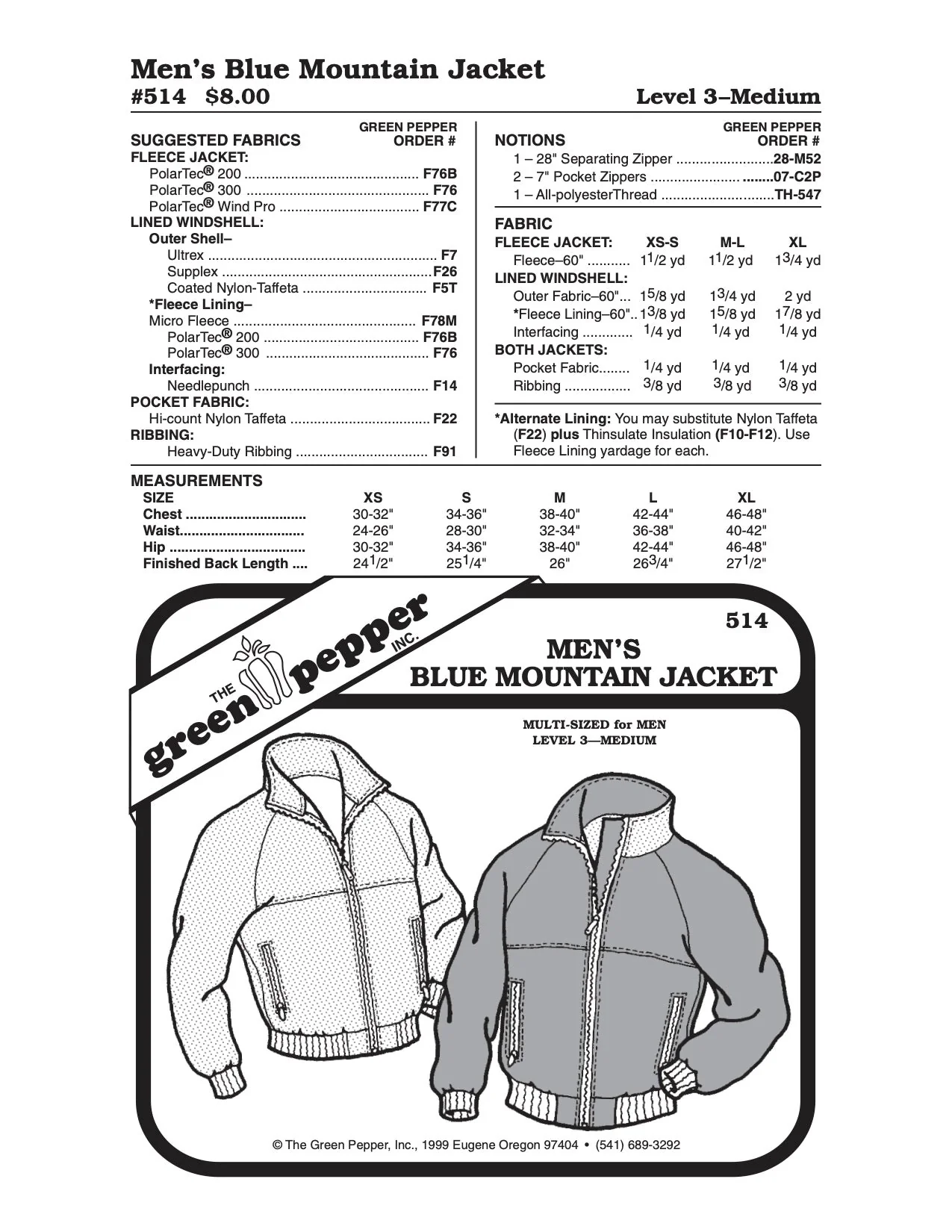 Men’s Blue Mountain Jacket - 514 - The Green Pepper Patterns - Image 2