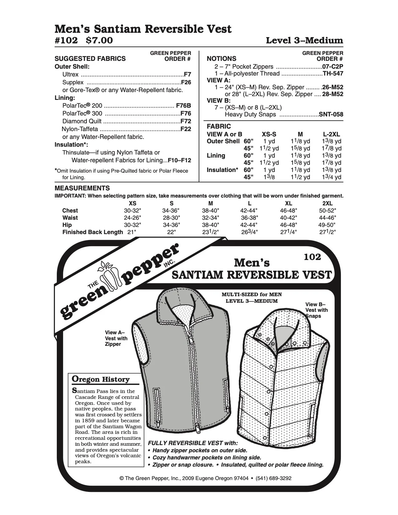 Santiam Reversible Vest Pattern - 102 - The Green Pepper Patterns - Image 2