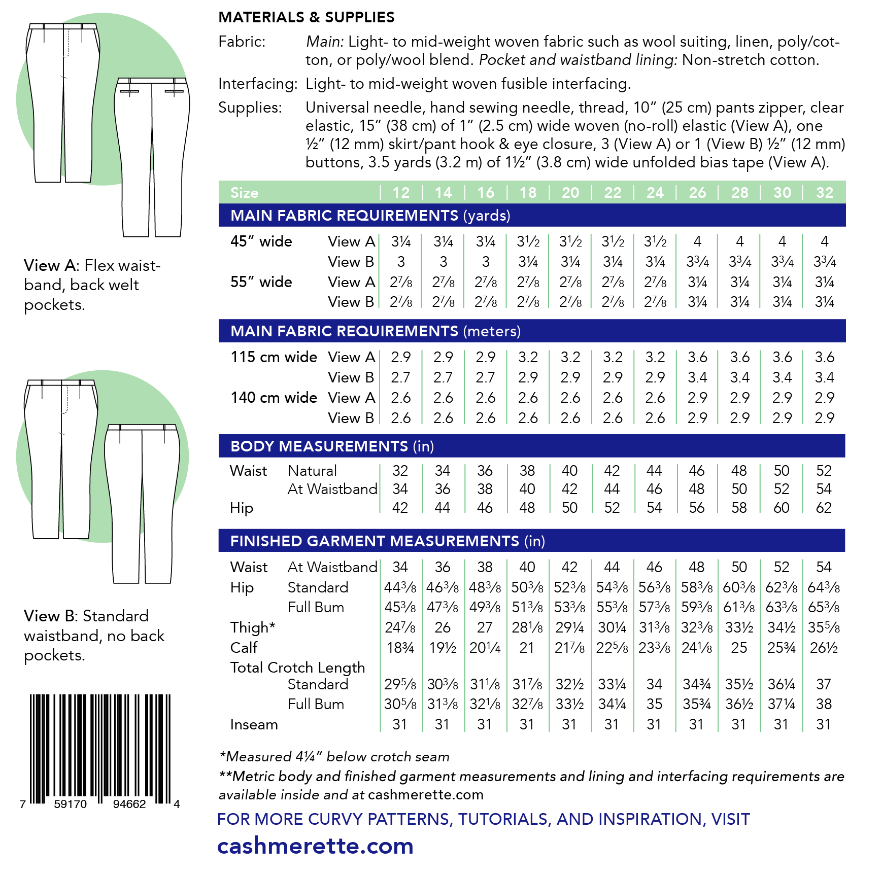 Meriam Trousers Paper Pattern - Cashmerette - Image 6