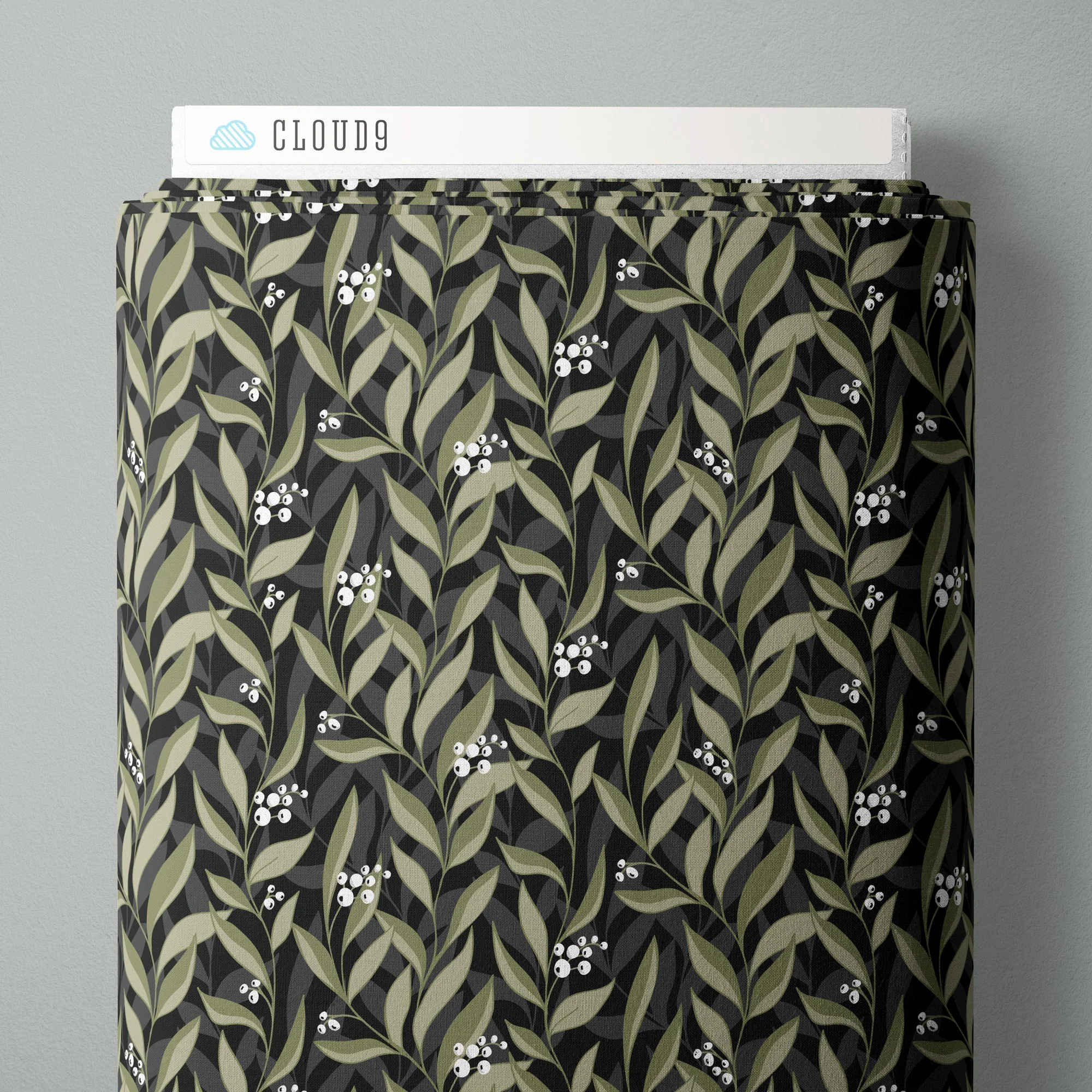 Nightvine - Ebony/Moss - Twilight Reverie - Lisee Ree Designs - Cloud 9 Fabrics - Poplin