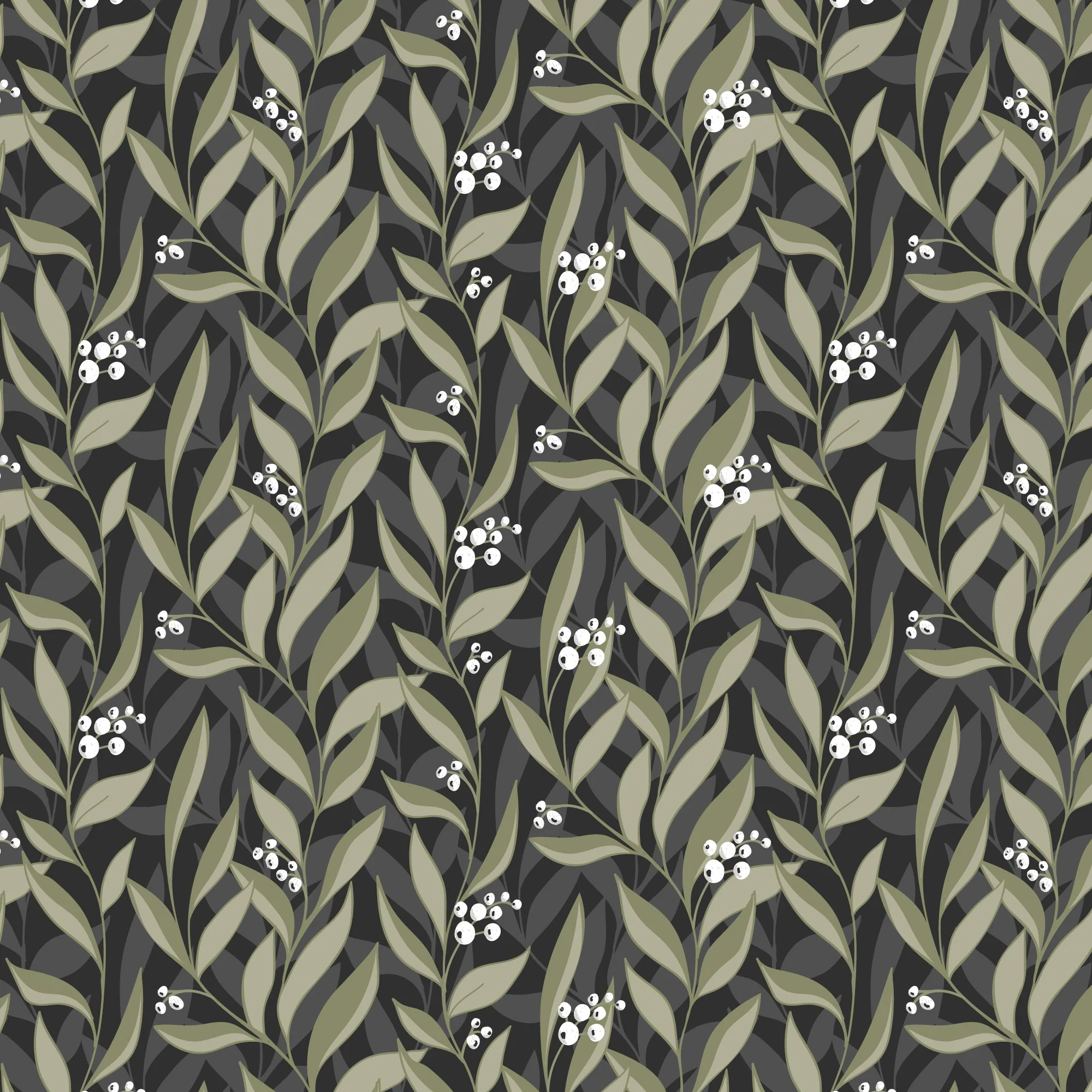 Nightvine - Ebony/Moss - Twilight Reverie - Lisee Ree Designs - Cloud 9 Fabrics - Poplin - Image 3