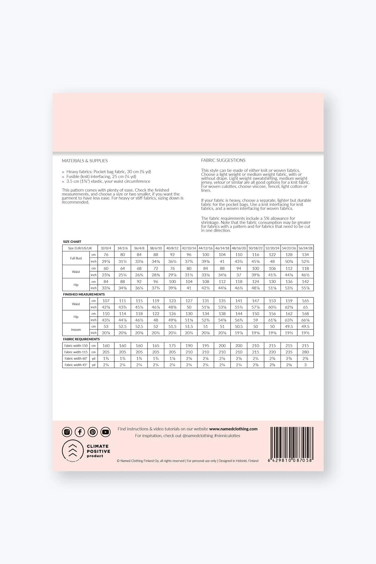 Ninni Elastic Waist Culottes  - PDF Pattern - Named Clothing - Image 8