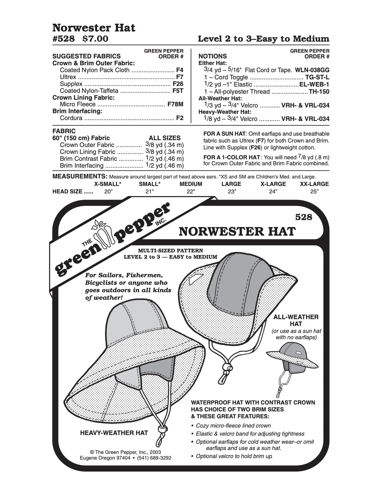 Norwester Hat Pattern - 528 - The Green Pepper Patterns - Image 2