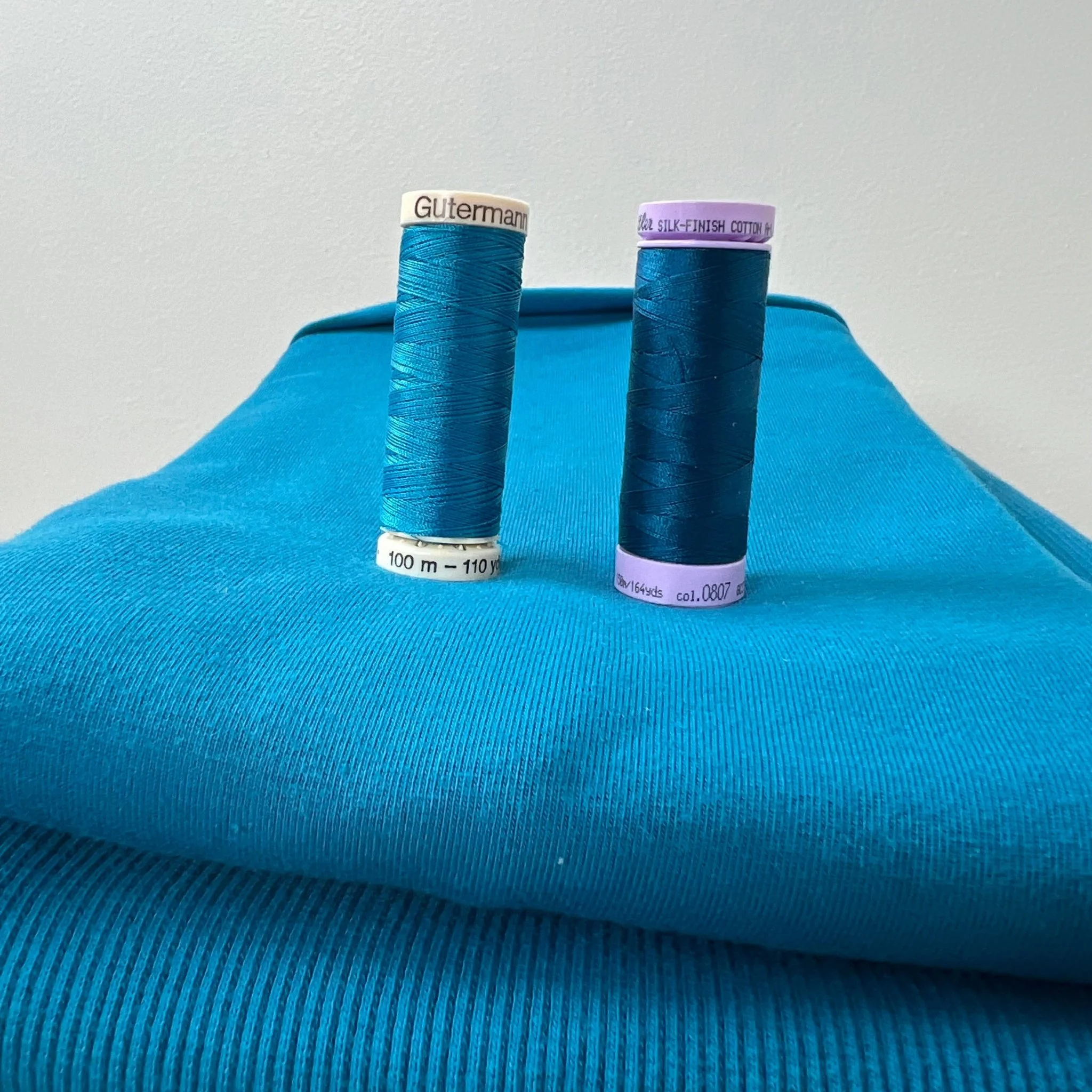 Organic Cotton Spandex Ribbing 360gsm - Seaport Blue - Image 4