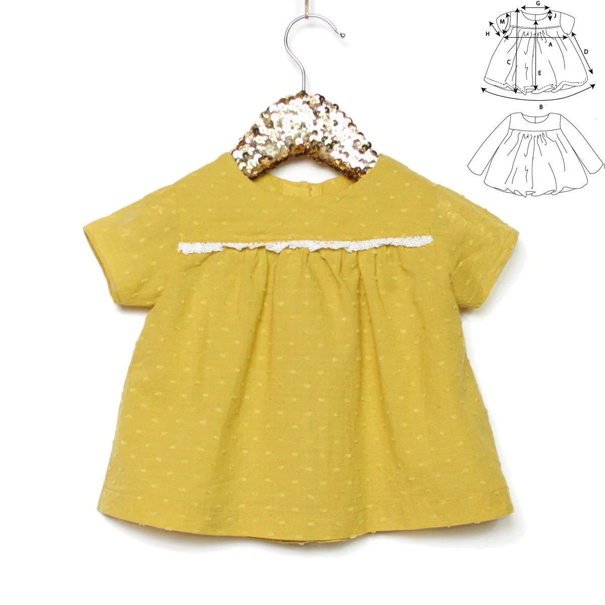 Oslo Blouse & Dress Sewing Pattern - Baby Girl 6M/4Y - Ikatee - Image 9