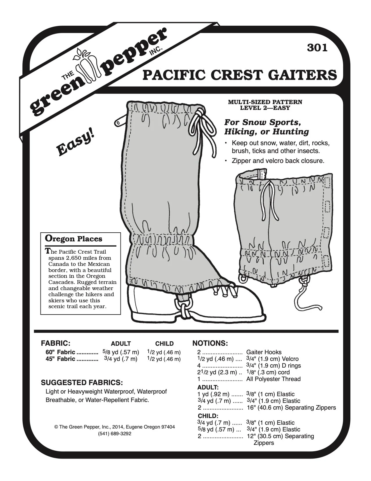Pacific Crest Gaiters Pattern - 301 - The Green Pepper Patterns - Image 2