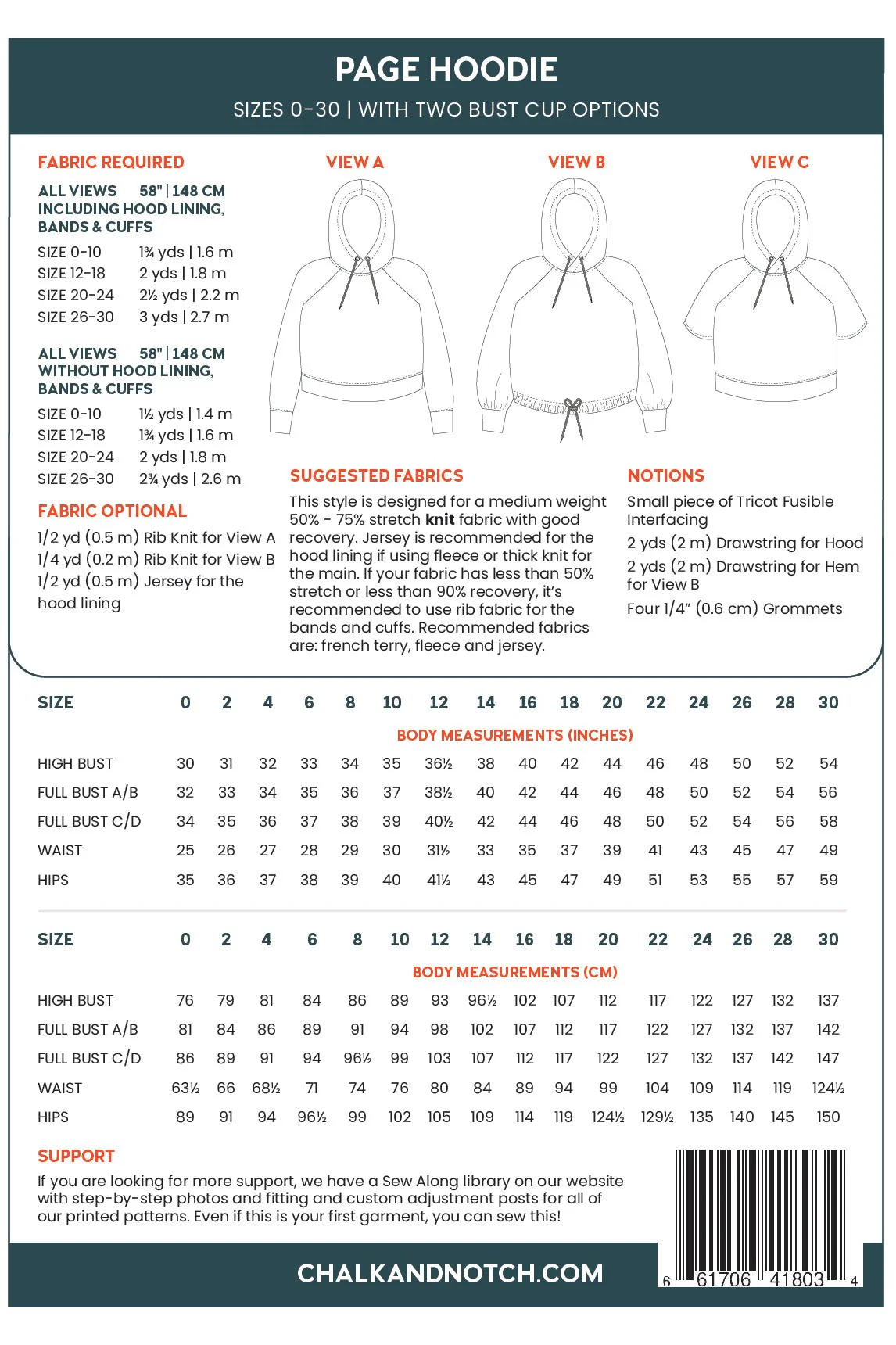 Page Cropped Hooded Sweatshirt Pattern - Chalk + Notch - Image 18
