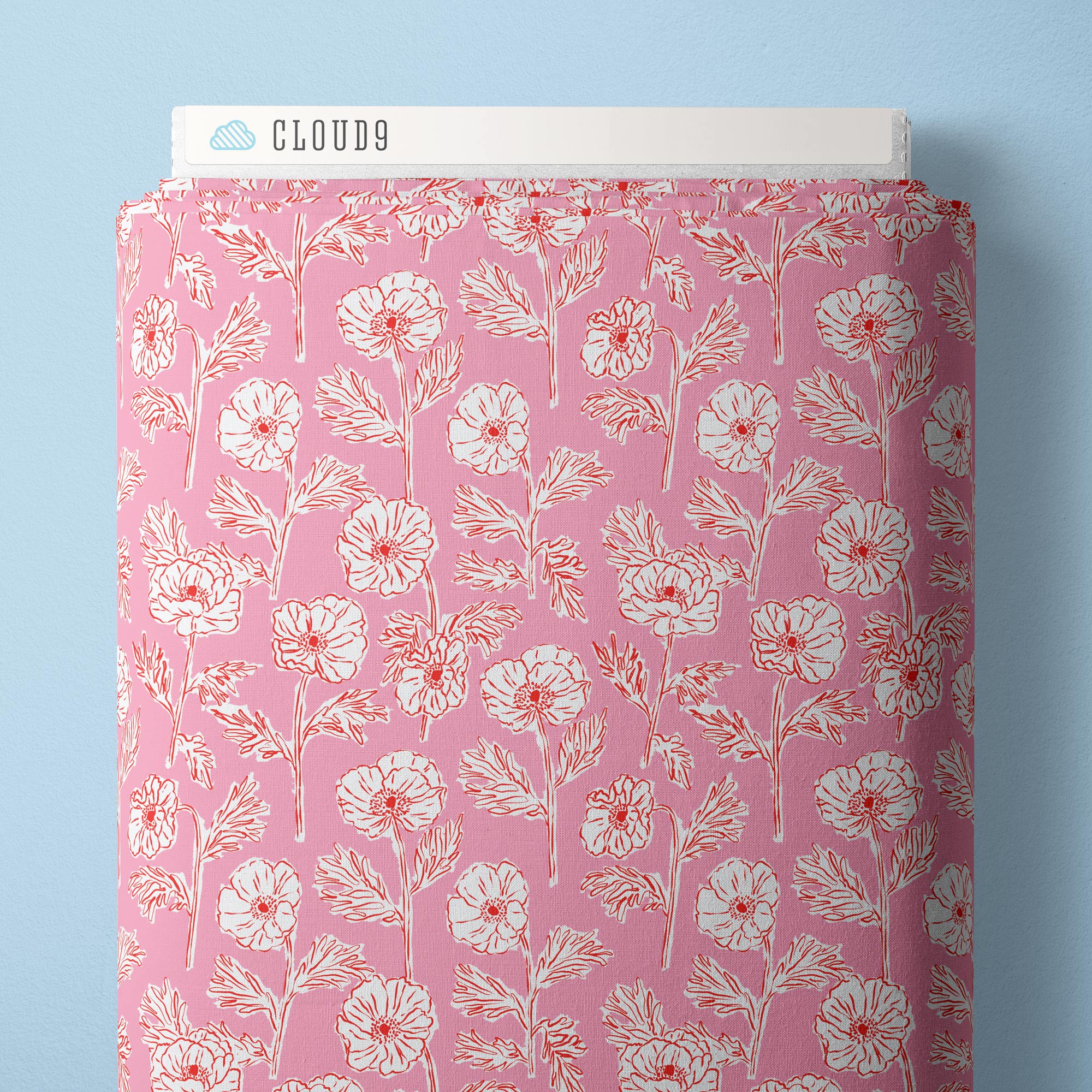 Painted Poppies - Pink/Red - Nice Nice - Emily Taylor - Cloud 9 Fabrics - Poplin