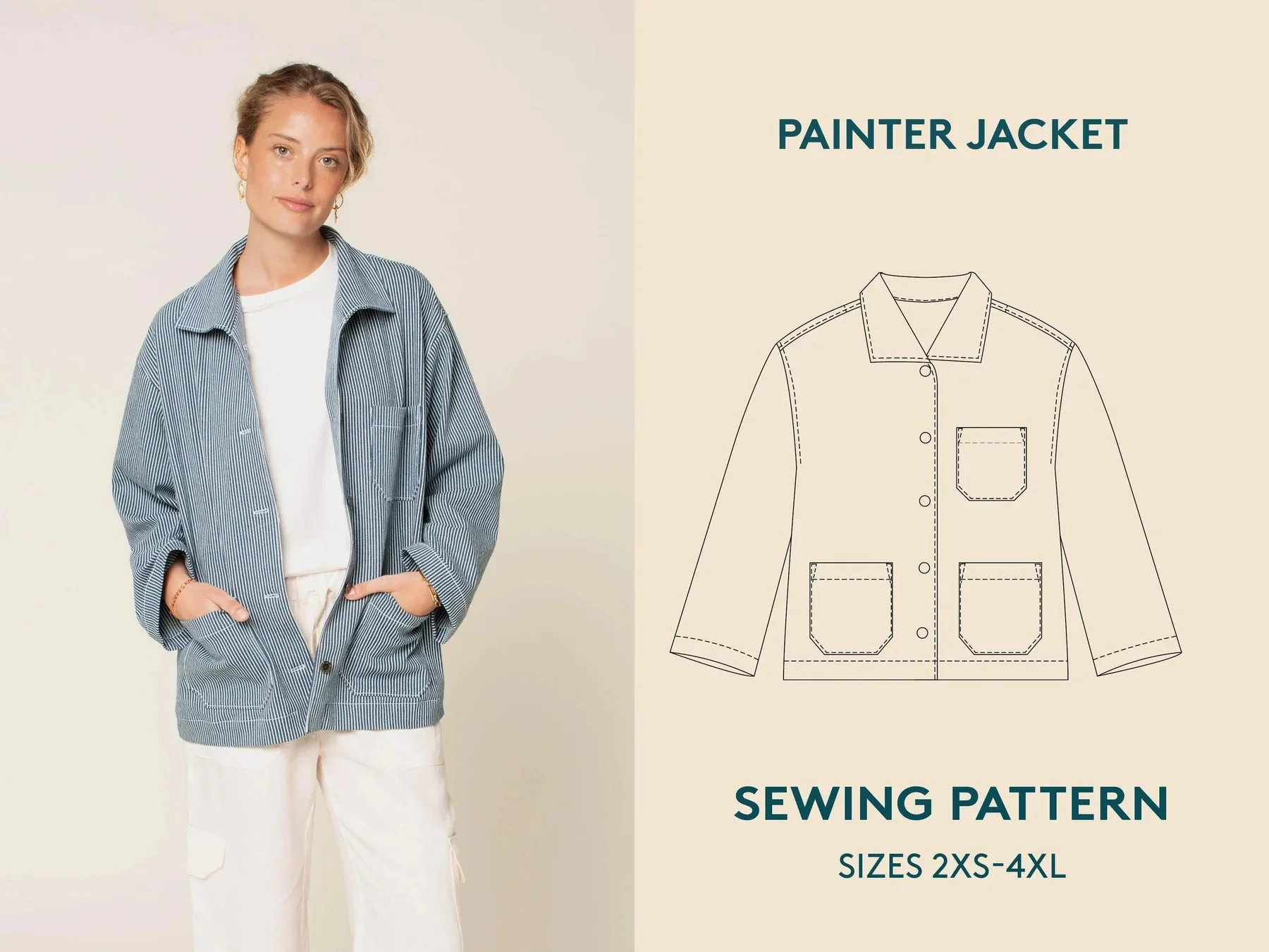 Painter Jacket Paper Pattern - Wardrobe by Me - Image 2