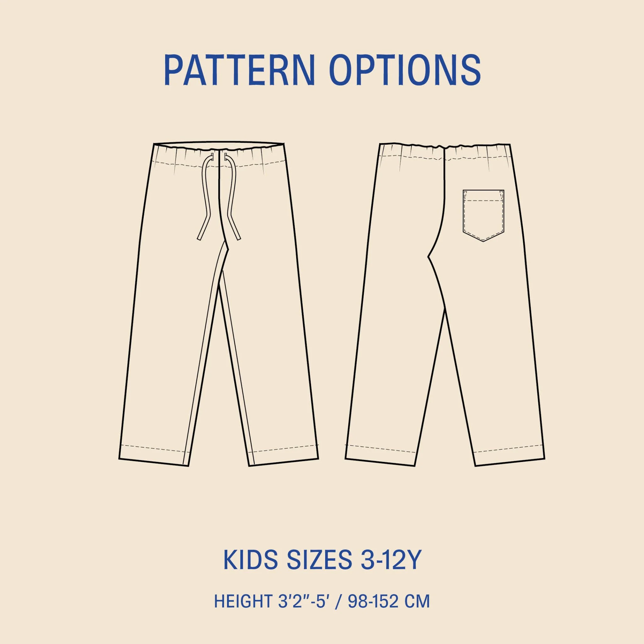 Pajama Pants Kids' Paper Pattern - Wardrobe by Me - Image 3