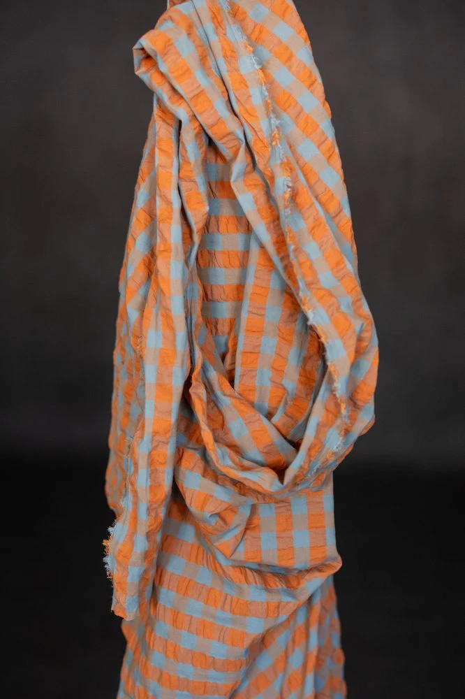 Persimmon Gingham Indian Organic Cotton Seersucker - Merchant & Mills