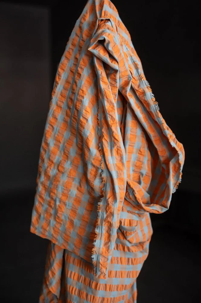 Persimmon Gingham Indian Organic Cotton Seersucker - Merchant & Mills - Image 2
