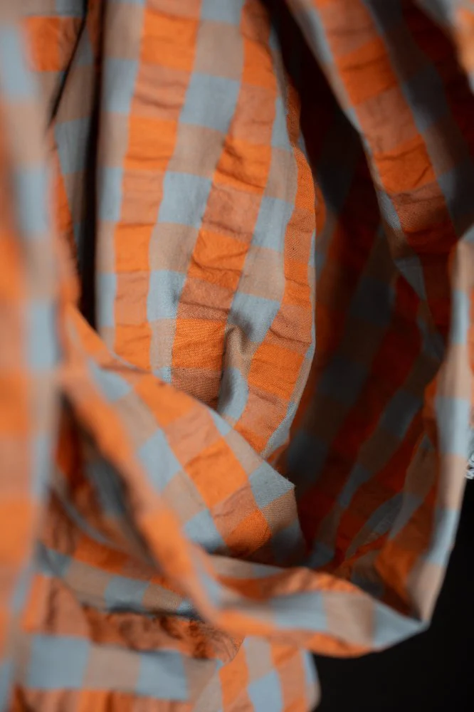 Persimmon Gingham Indian Organic Cotton Seersucker - Merchant & Mills - Image 3