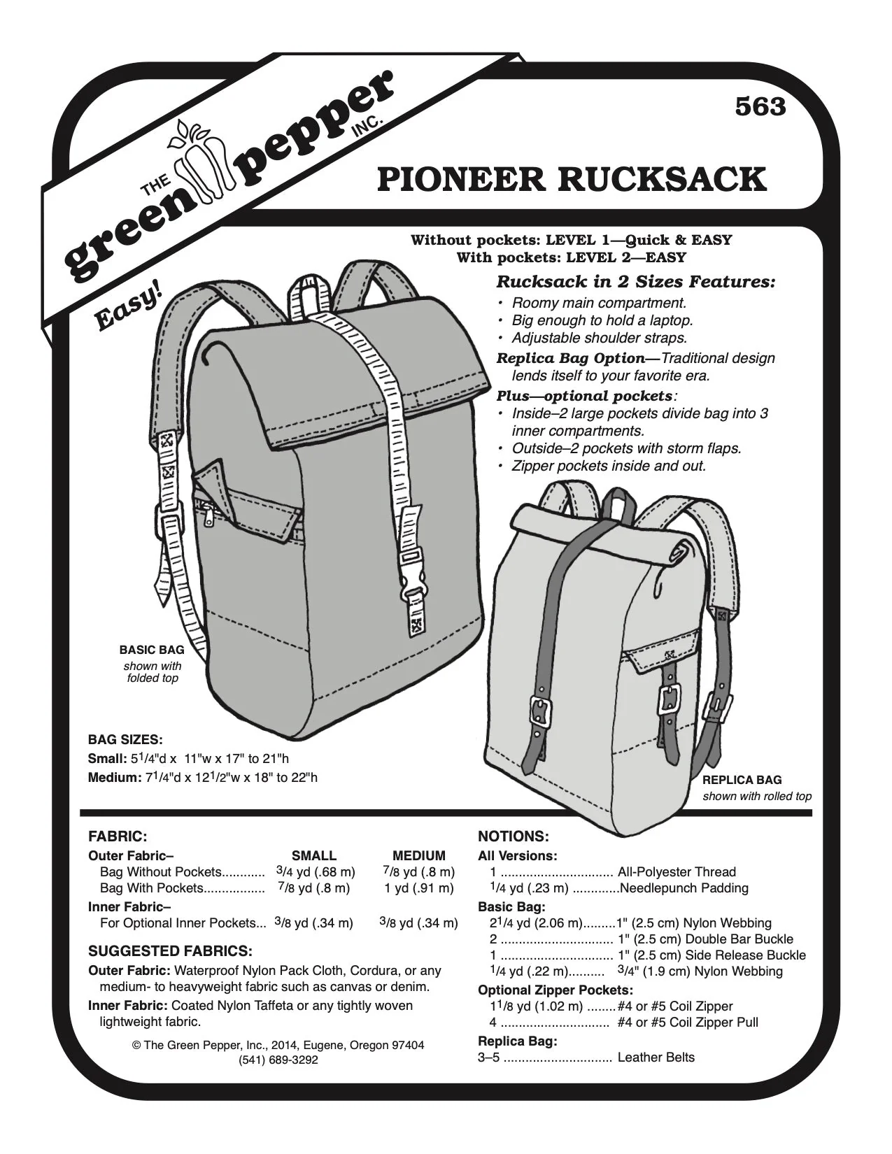 Pioneer Rucksack PDF Pattern - 563 - The Green Pepper Patterns - Image 2