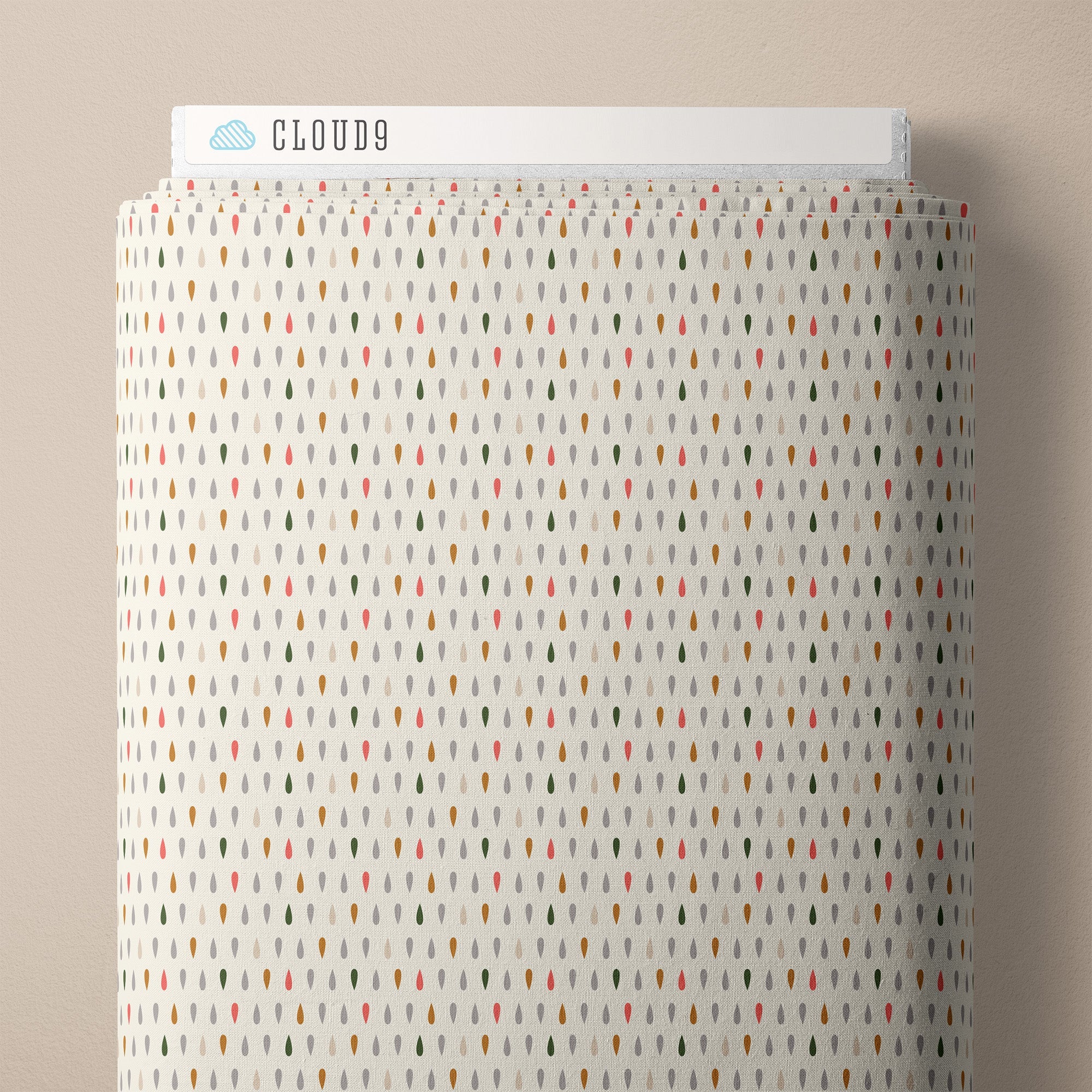 Raindrops - Natural - Spring Showers - Ann Gardner - Cloud 9 Fabrics - Poplin