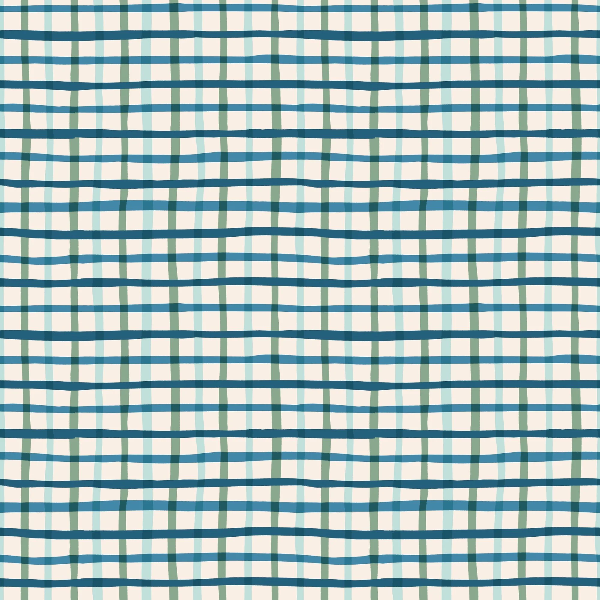 Retro Plaid - Blue/Green - Camp Canine - Krissy Mast - Cloud 9 Fabrics - Poplin - Image 3