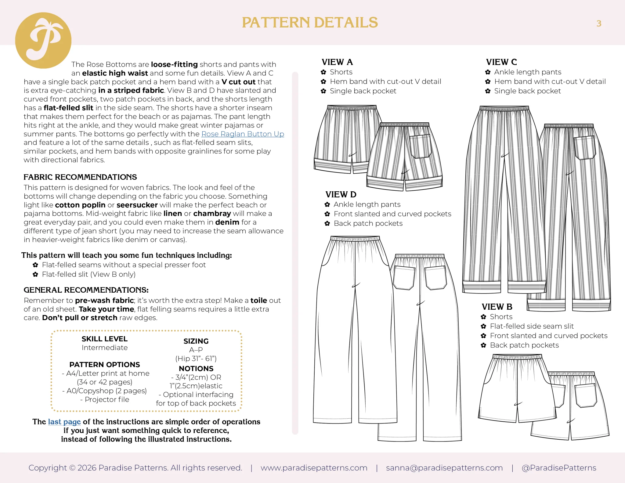 Rose Bottoms PDF Pattern - Paradise Patterns - Image 23