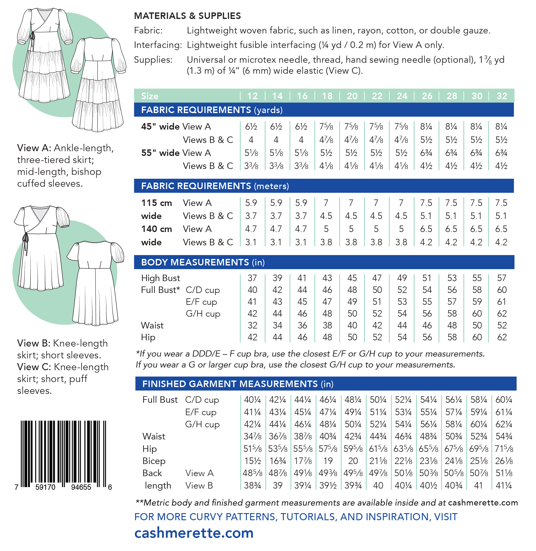 Roseclair Dress Paper Pattern - Cashmerette - Image 22