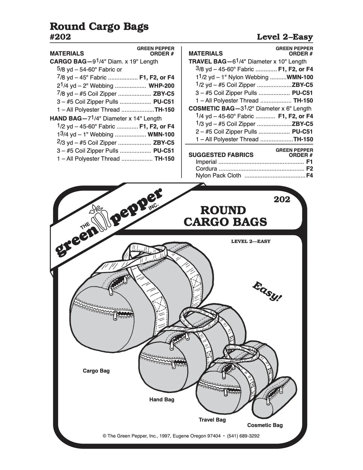 Round Cargo Bag Pattern - 202 - The Green Pepper Patterns - Image 2