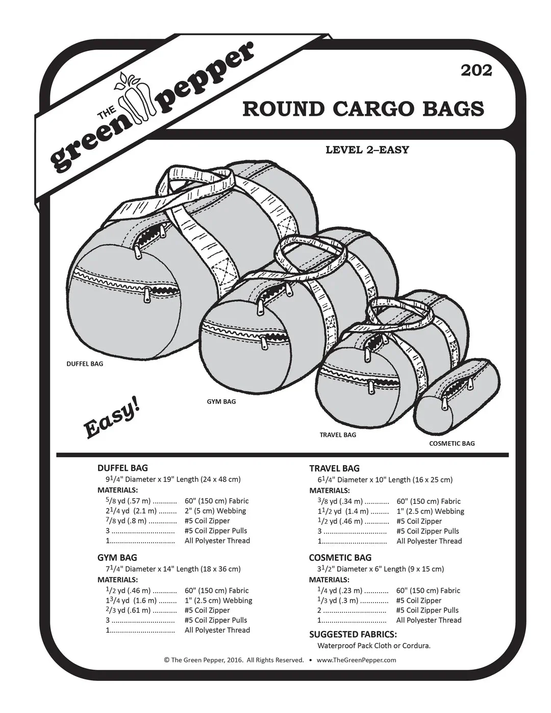 Round Cargo Bags PDF Pattern - 202- The Green Pepper Patterns - Image 2