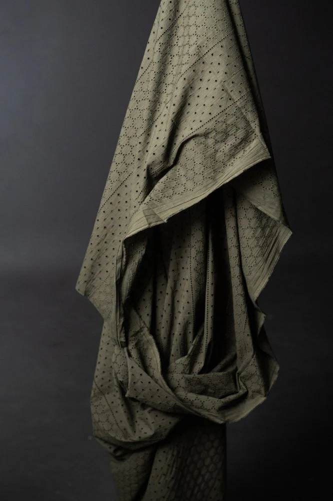 Rowan Green Eyelet Indian Cotton - Merchant & Mills