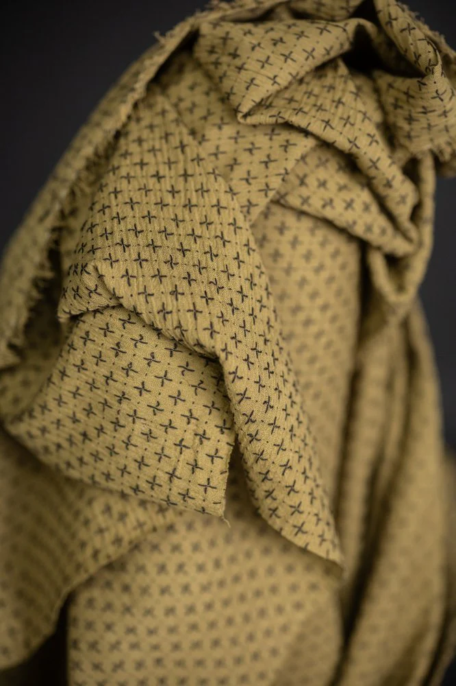 Salto Green Cross Stitch Indian Cotton - Merchant & Mills - Image 2