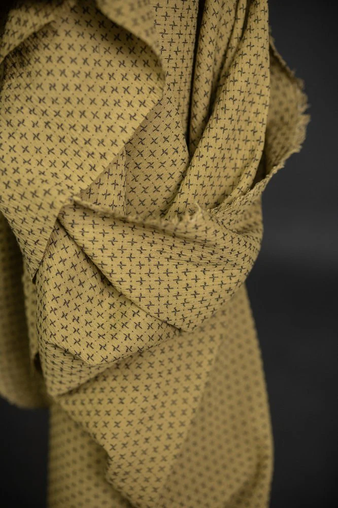 Salto Green Cross Stitch Indian Cotton - Merchant & Mills - Image 3